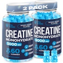 Formule monohydratée en créatine de 5000mg pour les hommes et les femmes Constructeur ultime de muscles, Booster d'énergie et supplément de pré-entraînement (2 pack)