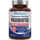 Probiotique pour les hommes et les femmes, 200 milliards CFU 35 souches, prébiotiques + enzymes digestives, supplément probiotique suprême de restauration, 60 capsules de légumes