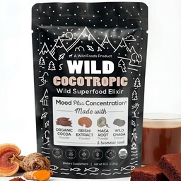 Wild Foods Organic Cocotropic Superfood Mushroom Hot Chocolate Mix, 8 oz | Non-GMO, Vegan, Gluten Free, Reishi Mushrooms, Chaga