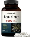 NatureBell Taurine 1,000mg Per Serving, 500 Capsules | Essential Amino Acids Supplement – Double Strength – Antioxidant Support for Heart, Muscle, Brain, & Liver Health – Non-GMO, Gluten Free