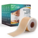 Feuilles de cicatrices en silicone professionnelles (1.6" x 150" Scar Roll-3.8M) - Traitement de suppression des cicatrices - Type de bandes de cicatrices en silicone réutilisables pour Kéloïde, C-Section, Chirurgie, Brûlure, Acne et