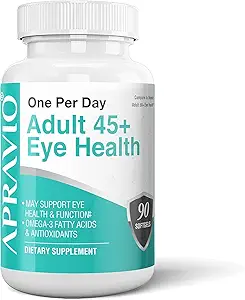 Adulte 45+ Santé des yeux Vitamines des yeux avec/vitamine C, vitamine E, zinc, cuivre et oméga-3 Acides gras pour la vision Santé et protection des yeux, 90 softgels