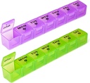 2-Pack Large Weekly Pill Organizer, Vitamin Pill Box Organizer 7 Day with Big Compartiments, Am Pm Pill case for Travel,XL Medicine Organizer 14 Day for Fish Oils, supplément pour support de vitamine