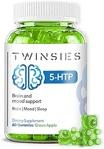 Supplément 5-HTP 200mg Gummies calmes pour l'humeur du sommeil et le soutien de la santé du cerveau – L-Tryptophane 60 Gummies de sommeil de pomme verte pour adultes – sans gluten et sans OGM