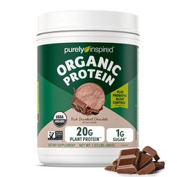 Poudre de protéines purement inspirée à base de plantes pour les hommes et les femmes, riche chocolat décadent (16 portions) - Vegan & Organic - 20g de poudre de protéines de pois pour les smoothies & Shakes - Sans lait, et sans gluten