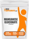 BulkSupplements.com Poudre de gluconate de manganèse - Supplément de manganèse, Trace Mineral essentiel - Haute absorption et sans gluten, 225mg par portion, 500g (1,1 lb) (paquet de 1)