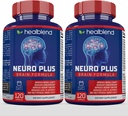 Neuro Plus Formule Cerveau et Focus - Supplément Cerveau Nootropique, soutient la santé cérébrale, la clarté mentale et Focus - Améliore la concentration et l'énergie mentale – 120 Capsules (2)