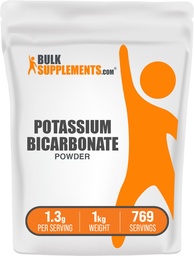 BulkSupplements.com Poudre de bicarbonate de potassium - grade alimentaire de bicarbonate de potassium, supplément minéral - sans gluten, 1,3g par portion, 1kg (2,2 lbs) (paquet de 1)
