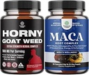 Bundle of Horny Goat Extract Complex for Men and Women Enhanced Energy and Stamina and Black Maca Root Capsules for Men - Invigorating Drive Mood & Energy Booster for Men