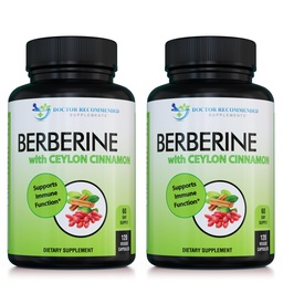 Berbérine avec Ceylan Cinnamon - 1200mg Berbérine et 100mg Ceylan biologique Cinnamon - 120 Capsules de Veggie, Système immunitaire en santé Coeur cardiovasculaire et bien-être gastro-intestinal (Pack de 2)