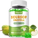 Gommies de gravole sans sucre - Feuilles de gravole et extrait de fruits bio - Aide digestive, soutien immunitaire et propriétés antioxydantes - 60 Gommes aromatisés aux pommes