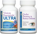 Ensemble de soins de santé oculaire de qualité supérieure comprend des éléments essentiels de la vision ULTRA pour la santé maculaire et rétinienne, la souche oculaire, la pression oculaire, les yeux secs et la pression oculaire et la défense de la rétine pour la santé intraoculaire supplémentaire