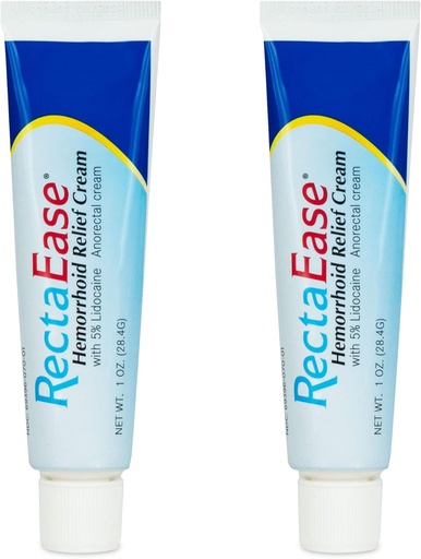 (2 Pack) 5% Crème de Relief Hémorroïde Lidocaïne 1 oz Tube, Crème Anorectale, Relief rapide de Numbing, Traitement Hémorroïde de Démangeaison et Brûlure