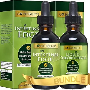 Go Nutrients Edge intestinale + Supplément gouttes liquides Chlorophylle - Détox efficace, nettoyage et énergie Combo.
