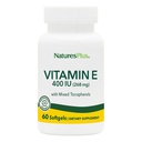 NaturesPlus Vitamine E - 400 iu Mélange D-Tocophérol, 60 softgels - Supplément de vitamine E facile à avaler, dérivé de l'huile de soja naturel - Défense gratuite - Sans gluten - 60 portions