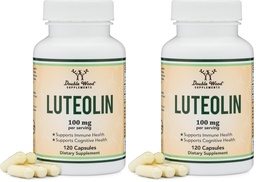 Double Wood Supplements Luteolin Supplement 100mg Servings of Bioactive Flavanoids (120 Capsules, Gluten Free) Potent Polyphenols Flavonoid for Brain and Cardiovascular Support (Pack of 2)