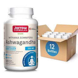 Formules de Jarrow Ashwagandha 300 mg - 120 Capsules de Veggie - Santé globale et résistance à la fatigue - Le supplément soutient l'endurance, la récupération musculaire et la santé cognitive - 60 portions (paquet de 12)