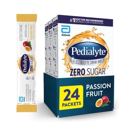 Pedialyte Electrolyte Drink Mix With Zero Sugar | Hydration With Key Electrolytes | Great Hydration Low in Calories | Passion Fruit, 24 Powder Packets
