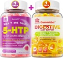 Ginger Chews Supplément Gommies pour Nausées, Relief de l'estomac & 5HTP Gommies pour Adultes & Enfants 8+ avec GABA + Magnésium Glycinate