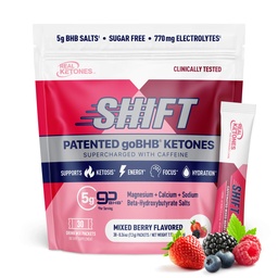 Cétones réelles BHB Cétones exogènes Boire des paquets de mélange Céto Électrolytes Powder Packets Pas de sucre avec 4 électrolytes à jeun principal Plus hydratant breveté Céto BHB - 30 Compte mixte Berry caféine