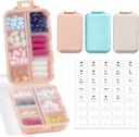 3 Pack, 14 GRIDS Boîte d'organisateur de pilules de voyage avec étiquettes - Trousse de médicaments de voyage - Pocket Daily Pharmacie Conteneur - Distributeur de médicaments de voyage pour l'huile de poisson