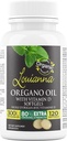 Louianna - Huile d'origan sauvage biologique avec vitamine D, Capsules de softgel liquide avec 80 pour cent de carvacrol, soutient vos os, l'immuno et la santé de Gut, suppléments à base de plantes, 120 softgels