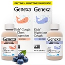 Genexa Kids' Clean Day & Night Cough Medicine, Sans colorant, 0% Additifs artificiels, Toux des enfants, Congestion thoracique, Runny Nez & Éternuement Relief, Ages 6+, Bio Blueberry Flavor, 8 fl oz (2 Pack)