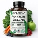 Pomona Wellness Super Greens Supplément, plein de vitamines et minéraux super-alimentaires, fruits et légumes, Greens Poudre pour Bloating et Digestion, Gut Health, USDA biologique, non-OGM, 60 comprimés