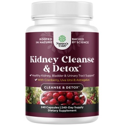 Supplément avancé de soutien du rein - Nettoyage du rein Détox et réparation Capsules d'extrait de canneberge avec Uva Ursi, Sting Nettle & Astragalus pour la santé du rein - Urinary Tract Health - 240 capsules