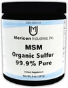 Mericon Industries Poudre de soufre organique MSM , supplément MSM pour l'inflammation, la croissance des cheveux, la peau saine et l'énergie accrue , sans OGM, végétalien, sans gluten, sans soja (8oz)