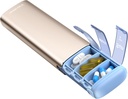 Vaydeer Metal Pill Organisateur, boîte à pilules hebdomadaire de 7 jours, étui quotidien à pilules mignons de grande capacité pour suppléments, pilules, vitamines et médicaments (petit, Champagne)