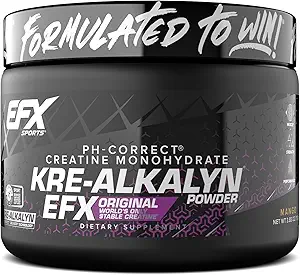 EFX Sports Kre-Alkalyn EFX Powder (Powder) pH Supplément de poudre monohydraté de créatine correct Force, croissance musculaire et performance (Mango)