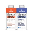 Généxa Toux diurne et congestion + Combo à froid et à grippe sévère pendant la nuit, sans colorant, 0% Additifs artificiels, Toux liquide multisymptôme, froid et grippe, Arôme bio de bleuets, 12 fl oz (2 Pack)