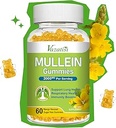 Mullein Gummies, Mullein Leaf Extract avec Bromelain, Quercetin, Pine Bark Support Lung Cleanse pour respirer sainement, 60ct
