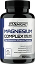 Complexe de magnésium, 210 mg Magnésium élémentaire, Glycinate, Citrate et Malate, Non-OGM, Absorption maximale, Muscle, Mood, Énergie, 90 Capsules végétaliennes