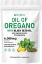 Huile d'Origan avec huile de graines noires 2-en-1 Softgels 6000mg 300 Compte non-OGM Immuni Formule de support à base de plantes
