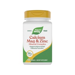 Nature's Way Calcium Magnésium & Zinc Mineral Complex, soutient la santé osseuse et la fonction musculaire*, Immune Support*, 765 mg par portion de 3 capsules, sans gluten, 100 capsules (paquetage May Vary)