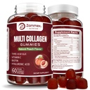 Zammex Multi Collagen Peptides Gommies (Type 1, 2, 3, 5 et 10), 30 portions, suppléments de collagène anti-âge pour les femmes et les hommes avec la vitamine C de biotine, acide hyaluronique, parfum de pêche