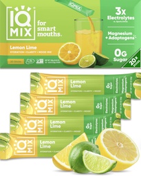 Poudre d'électrolyte d'hydratation IQMIX – formule 4-en-1 pour l'hydratation, la clarté mentale, l'humeur et la récupération – mélange de boissons sans sucre, kéto, thréonate de magnésium L, crible de lion – 20 chaux de citron