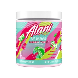 Alani Nu pré-entraînement poudre Twist Cherry, Amino Energy Boost, supplément d'endurance, sans sucre, 200mg caféine, L-Theanine, Beta-Alanine, L-Citrulline, 30 portions