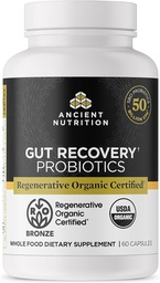 Probiotiques certifiés biologiques régénératifs pour la récupération des intestins, la récupération des intestins probiotiques, pour la digestion saine et le soutien des fonctions du système immunitaire, 50 milliards d'UFC* par portion, 60 comtes