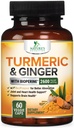 Supplément curcumine curcumine curcuma 2600mg - avec gingembre biologique et curcuma, extrait de poivre noir BioPerine 95% Curcuminoïdes - Avancé Absorption Joint et Antioxydant Soutien Extra Force - 60 Capsules