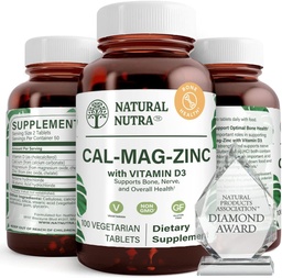 Supplément naturel de zinc de magnésium de Nutra Calcium avec vitamine D3 pour la force osseuse, aide à améliorer la digestion, la santé sans gluten et sans sucre, complexe minéral essentiel (100 comte)