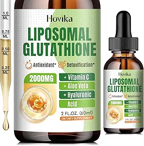 Supplément de glutathion liposomique 2000mg, gouttes de glutathion liquide avec vitamine C, Master Antioxydants pour système immunitaire, Vieillissement Défense, Tête de peau, Détox hépatique - Absorption supérieure, Vegan 2 Fl Oz