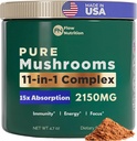 Poudre de champignons, Mélange de champignons - Poudre de champignons organiques pour café - Smoothies, Mélange de boissons, Champignons adaptogènes, Extrait de poudre supplémentaire, Champignons fonctionnels, Poudre complexe pour Focus & Energy