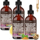 Black Walnut Wormwood Cleanse Drops - Liquid Soursop, Garlic, Pumpkin Seed, PAU D'Arco, Oil of Oregano, Turmeric, Berberine, Neem Extract, Hull Bark, Tincture - 8oz