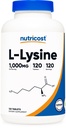 Nutricost L-Lysine 1000mg, 120 comprimés - Sans gluten, non-OGM, et Végétarien Friendly