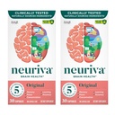 NEURIVA Supplément Cerveau d'origine pour la mémoire, la concentration et la concentration + Apprentissage et exactitude avec Nootropics testés cliniquement Phosphatidylsérine et neurofacteur, sans caféine, 30 Capsules (2 Pack)