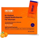 Multivitamines liquides BeMe pour femmes - Système avancé de livraison de liquides avec 13 vitamines et 4 minéraux - Sachets de thé et de go, non-OGM, saveur orange (30 sachets)