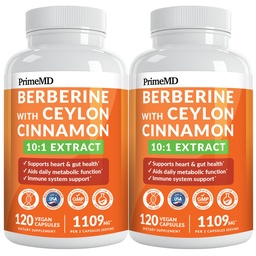 Supplément berbère 21-en-1 avec capsules de cannelle Ceylan - Dihydroberberine avec extrait de chrome, de mélône amère et de thé vert - berbère avec cannelle Ceylan pour support énergétique (120 Ct) (paquet de 2)